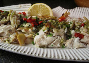 Fish Baked in Salt with Thyme and rosemary with Vegan Pesto