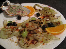 Grilled fennel with cumin dill yoghurt